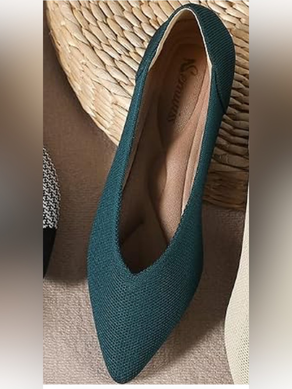 SEMWISS Teal Pointed-Toe Women's Flats Size 40
